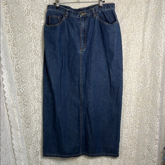 Liz Claiborne Blue Denim Maxi Skirt 100% cotton - Picture 1 of 3